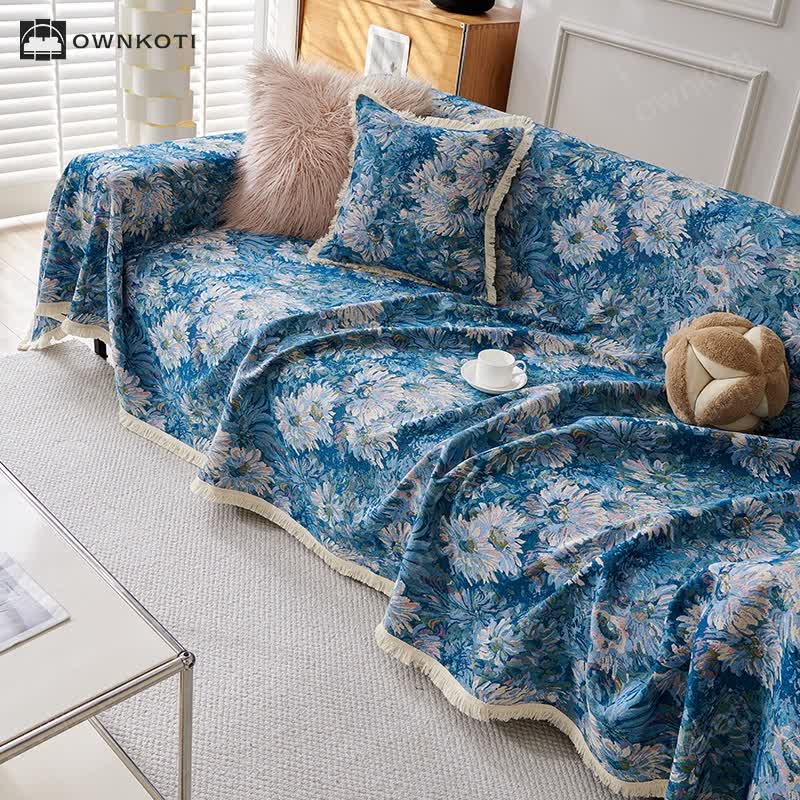 Tassel Cotton Linen Pastoral Couch Slipcover