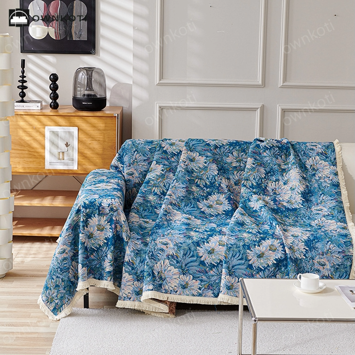 Tassel Cotton Linen Pastoral Couch Slipcover