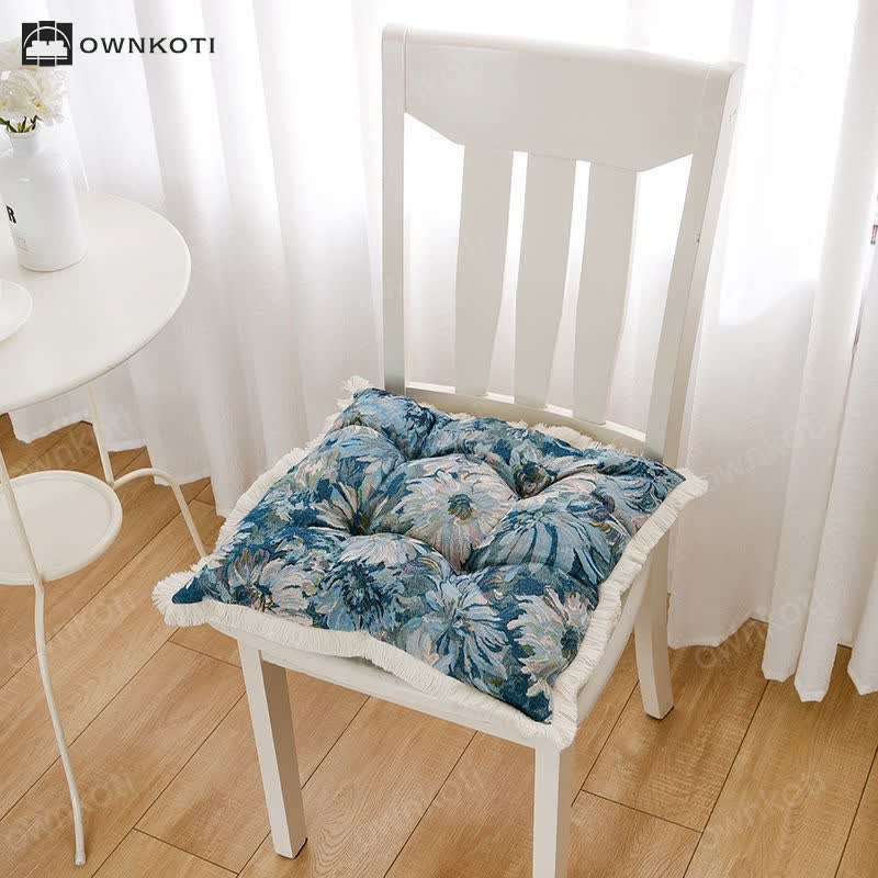 Tassel Oil-painting Decorative Soft Chair Cushion