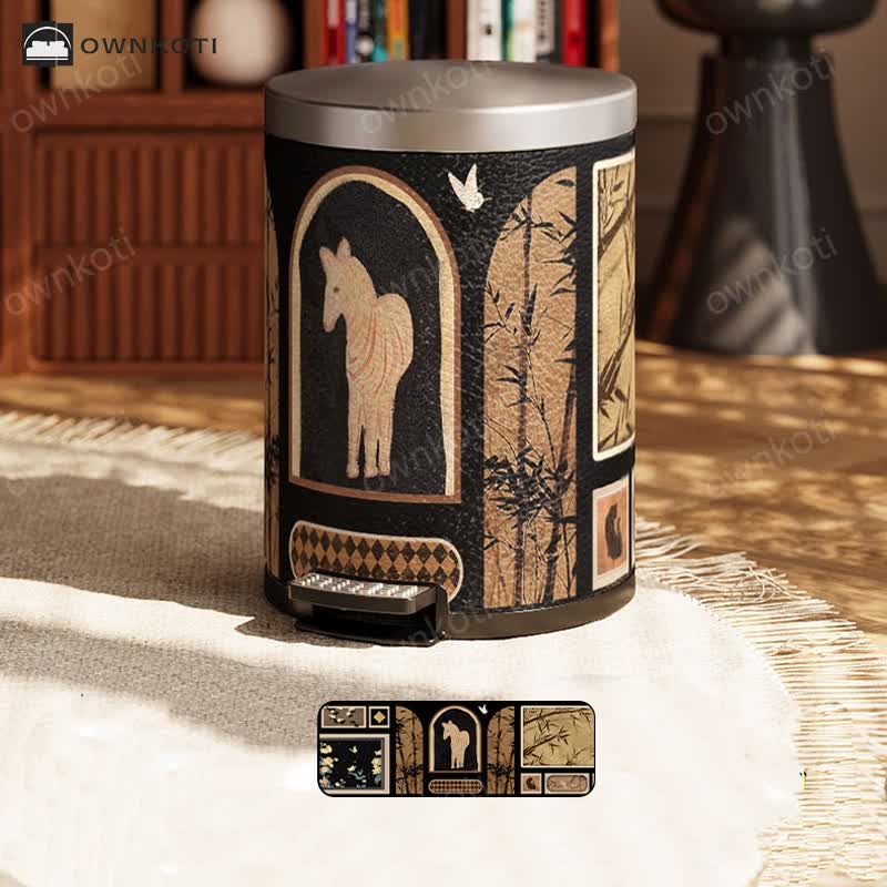 Luxurious Leather Vintage Trash Can