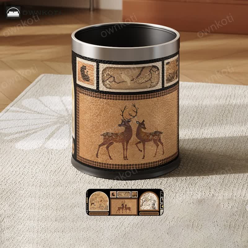 Luxurious Leather Vintage Trash Can