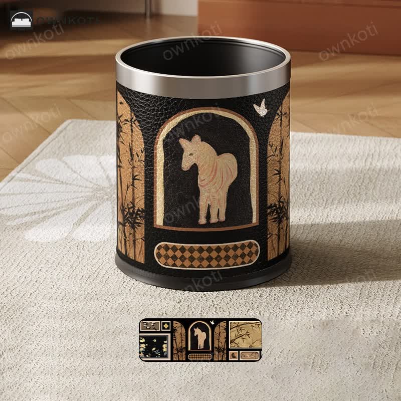 Luxurious Leather Vintage Trash Can