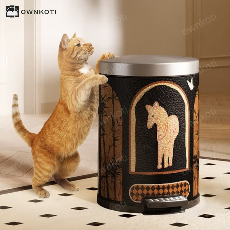 Luxurious Leather Vintage Trash Can