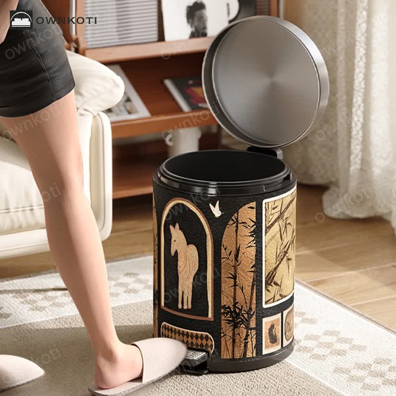 Luxurious Leather Vintage Trash Can