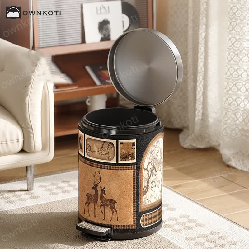 Luxurious Leather Vintage Trash Can
