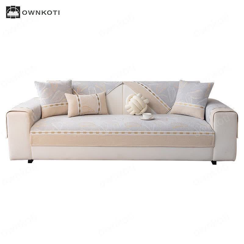 Luxury Chenille Botanical Pattern Sofa Cover