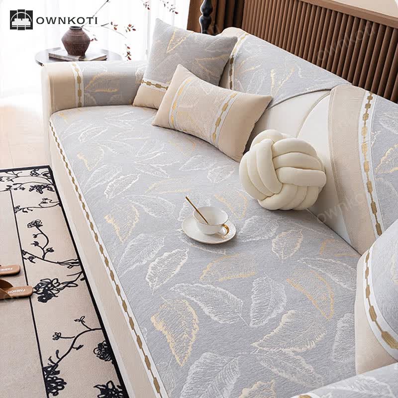Luxury Chenille Botanical Pattern Sofa Cover