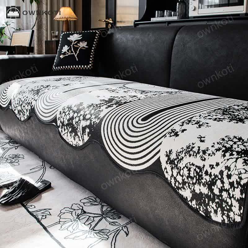 Retro Wave Plant Non-slip Sofa Cover