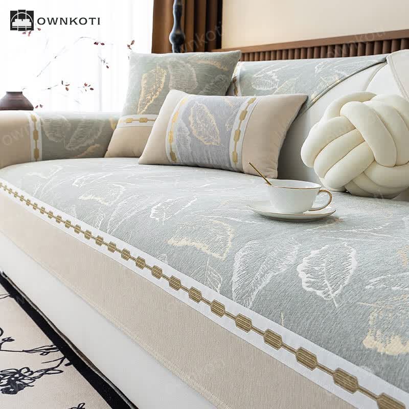 Luxury Chenille Botanical Pattern Sofa Cover