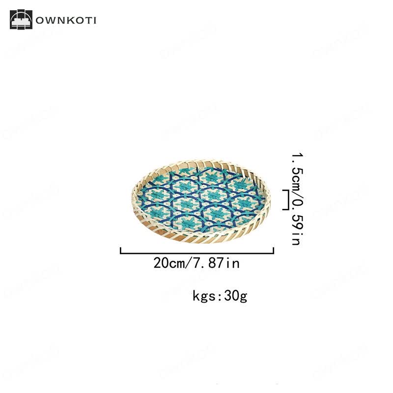 Hand-woven Colorful Rattan Storage Round Basket