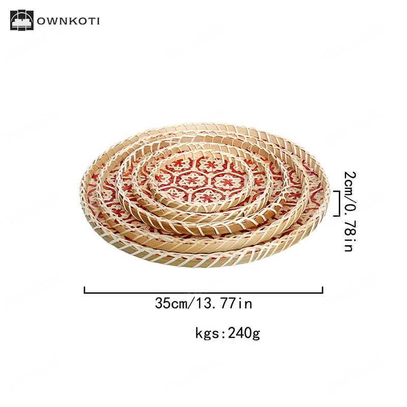 Hand-woven Colorful Rattan Storage Round Basket