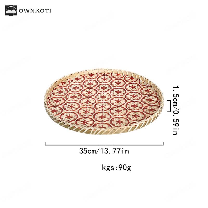 Hand-woven Colorful Rattan Storage Round Basket
