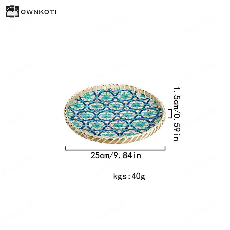 Hand-woven Colorful Rattan Storage Round Basket