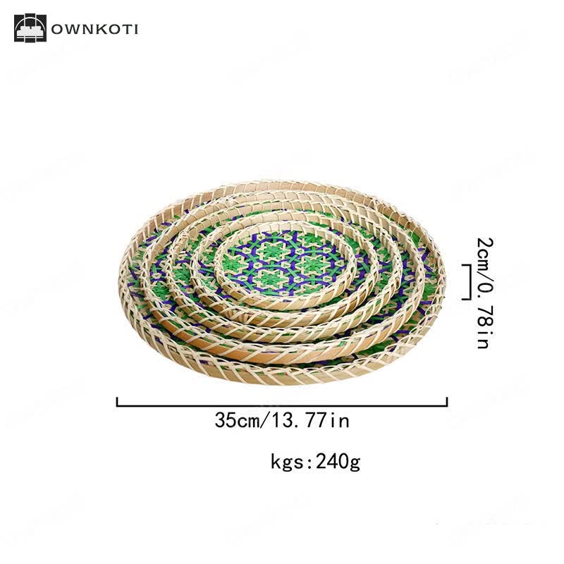 Hand-woven Colorful Rattan Storage Round Basket