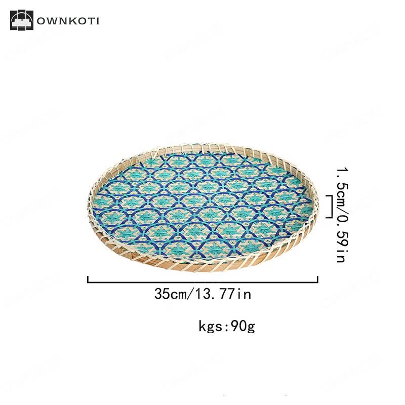 Hand-woven Colorful Rattan Storage Round Basket
