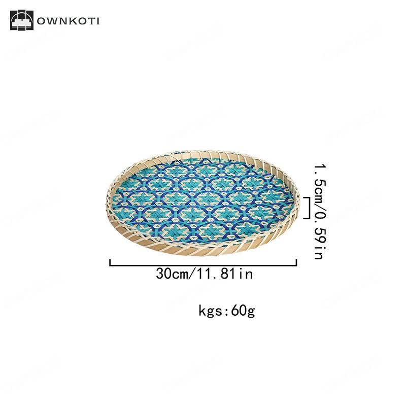 Hand-woven Colorful Rattan Storage Round Basket