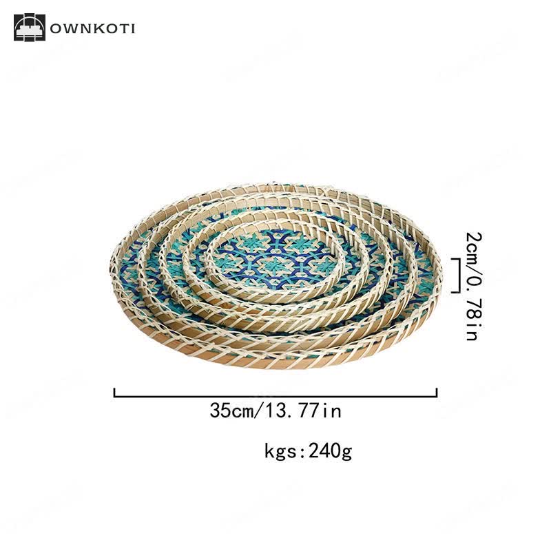 Hand-woven Colorful Rattan Storage Round Basket