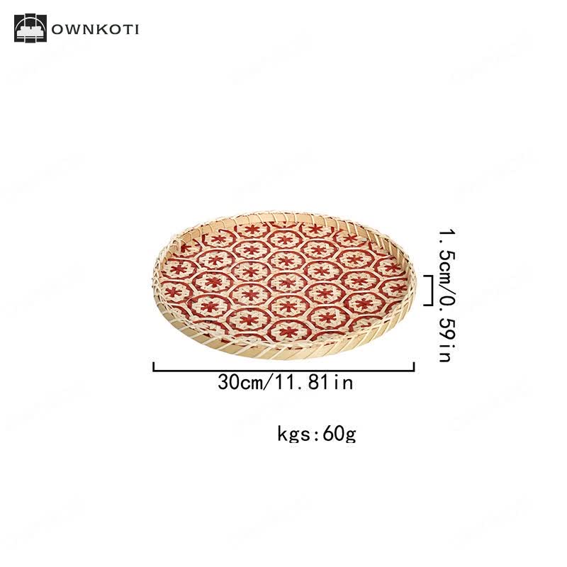 Hand-woven Colorful Rattan Storage Round Basket