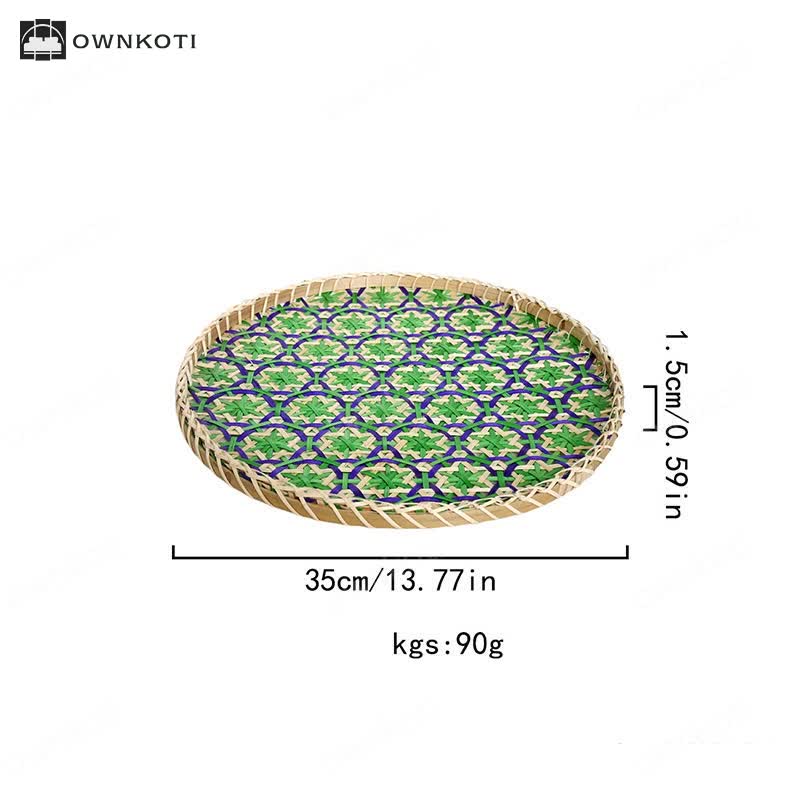Hand-woven Colorful Rattan Storage Round Basket