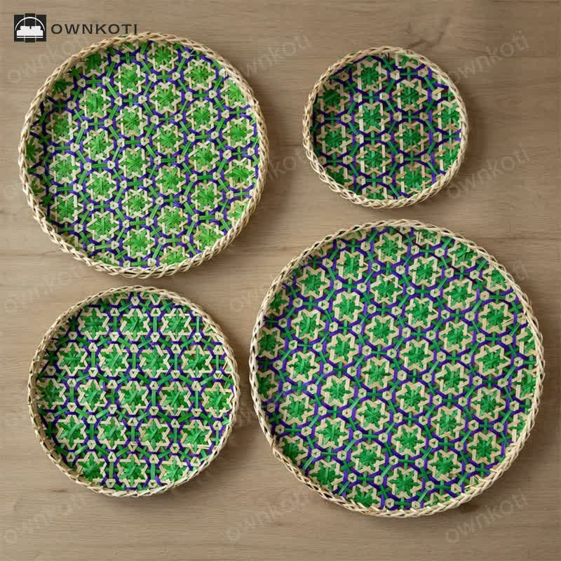 Hand-woven Colorful Rattan Storage Round Basket