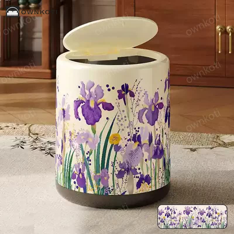 Floral Large Capacity Decorative Trash Bin