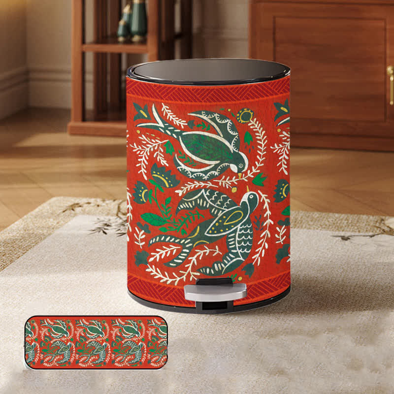 Floral Bird Large Capacity Durable Trash Bin