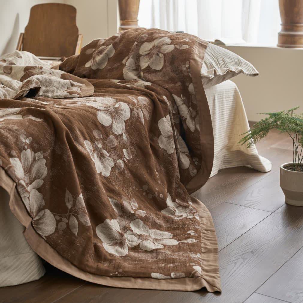 Cotton Gauze Jacquard Floral Retro Quilt - image 5