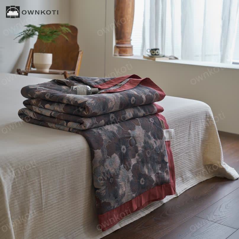 Jacquard Floral Cotton Gauze Retro Soft Quilt