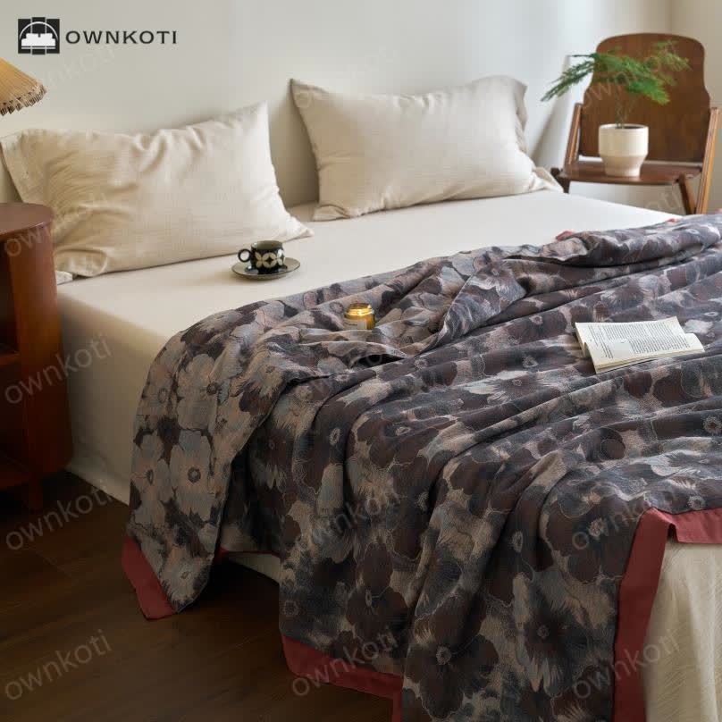 Jacquard Floral Cotton Gauze Retro Soft Quilt