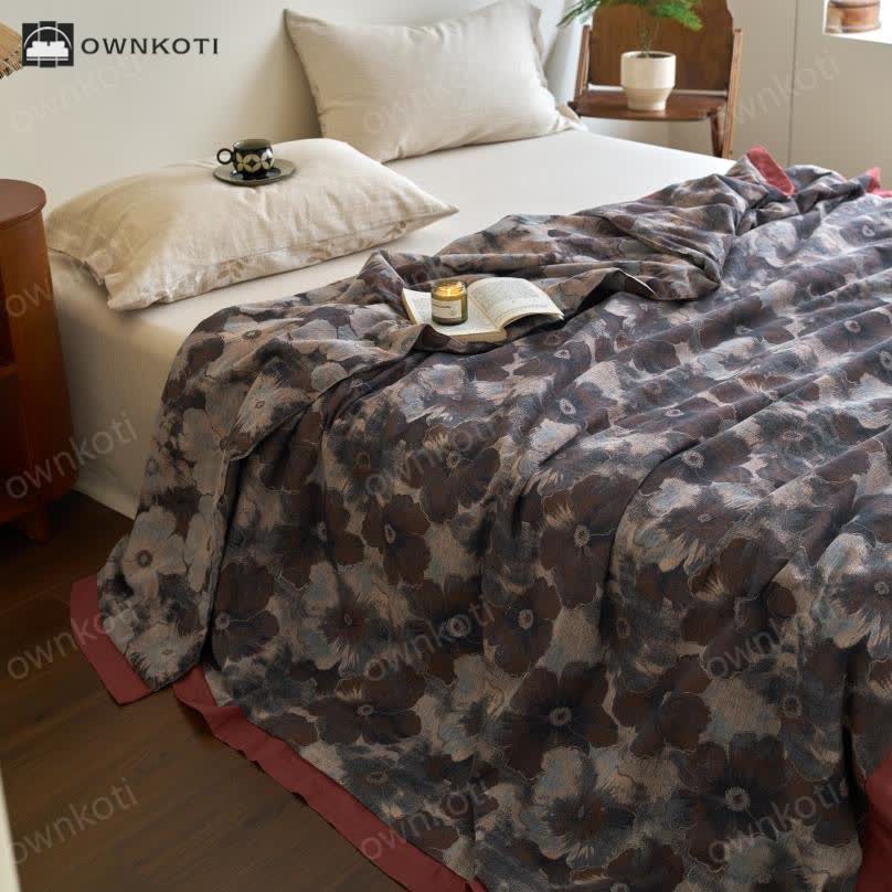 Jacquard Floral Cotton Gauze Retro Soft Quilt