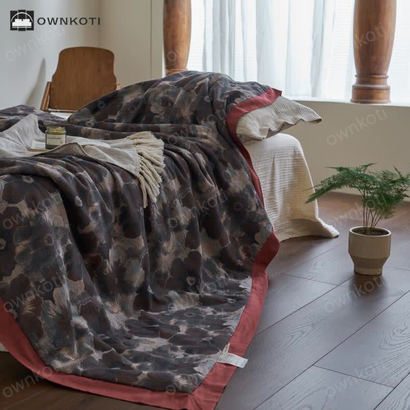 Jacquard Floral Cotton Gauze Retro Soft Quilt