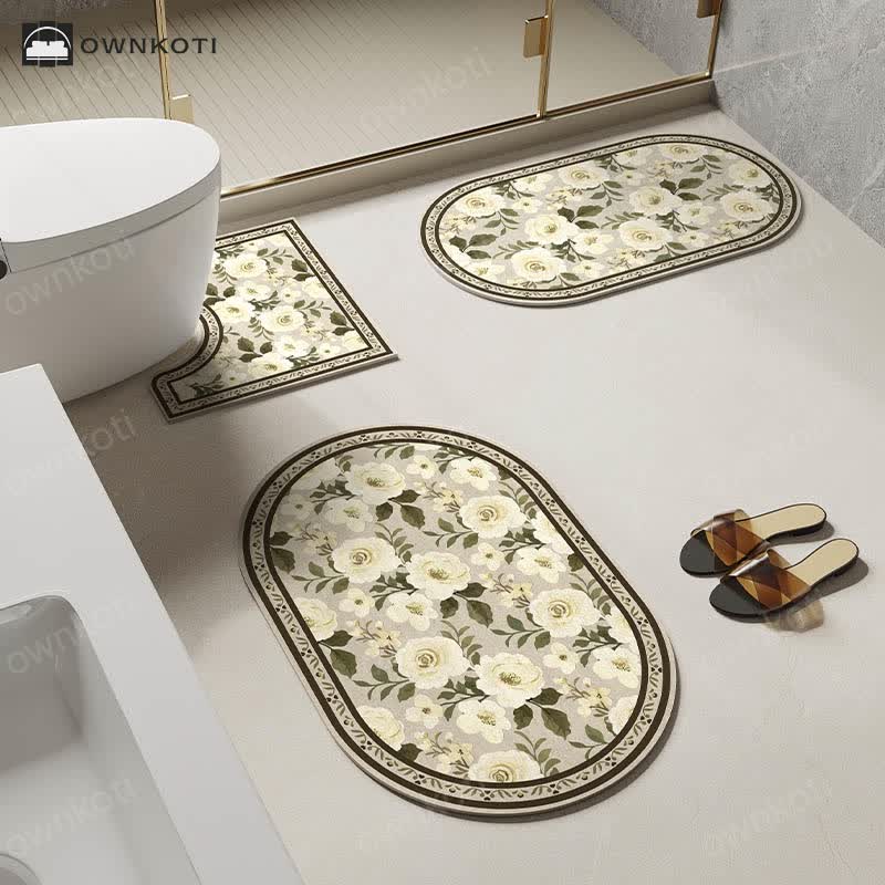Rural Floral Diatom Mud Anti-slip Bath Mat