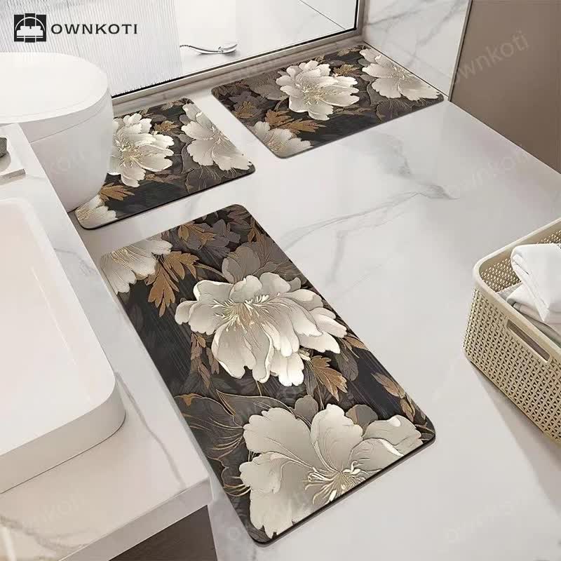 Luxury Floral Absorbent Non-slip Bathroom Mat