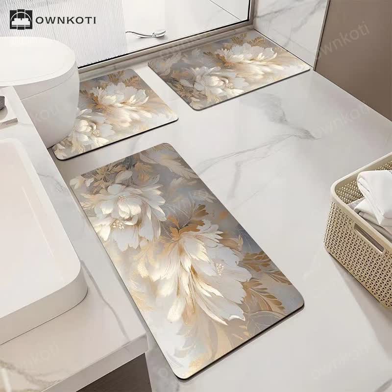 Luxury Floral Absorbent Non-slip Bathroom Mat