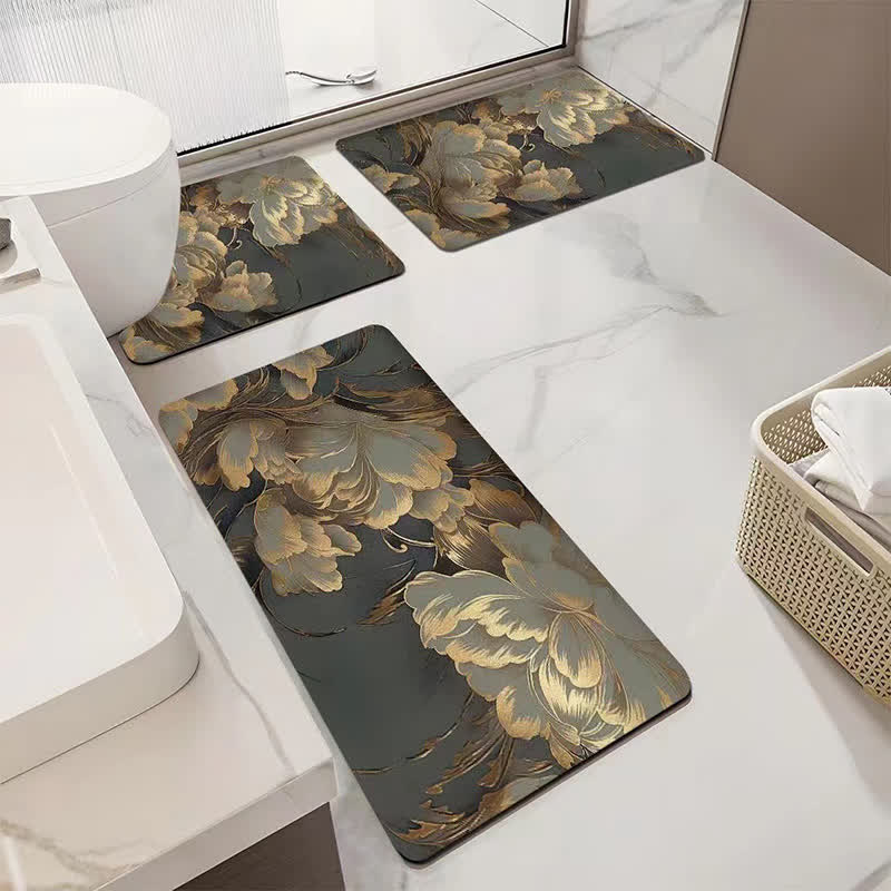 Luxury Floral Absorbent Non-slip Bathroom Mat - U-Shaped - I - 19" x 21" - image 9