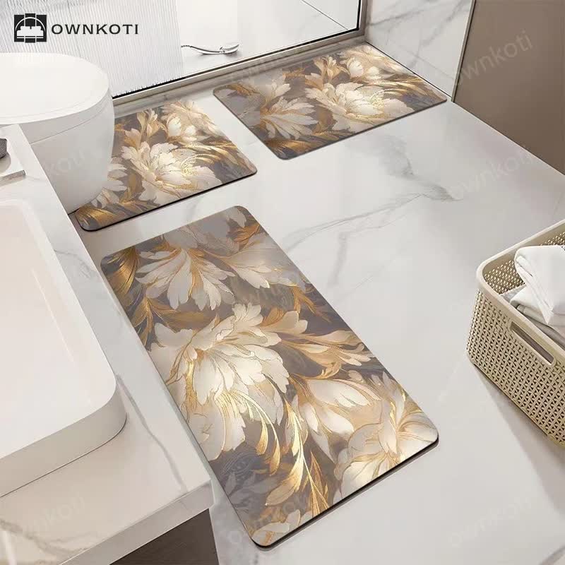 Luxury Floral Absorbent Non-slip Bathroom Mat