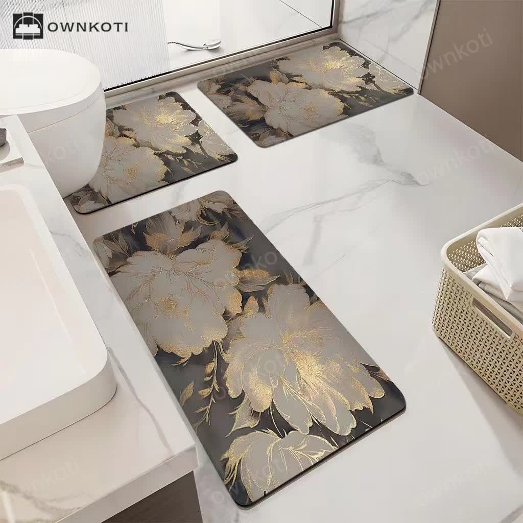 Luxury Floral Absorbent Non-slip Bathroom Mat