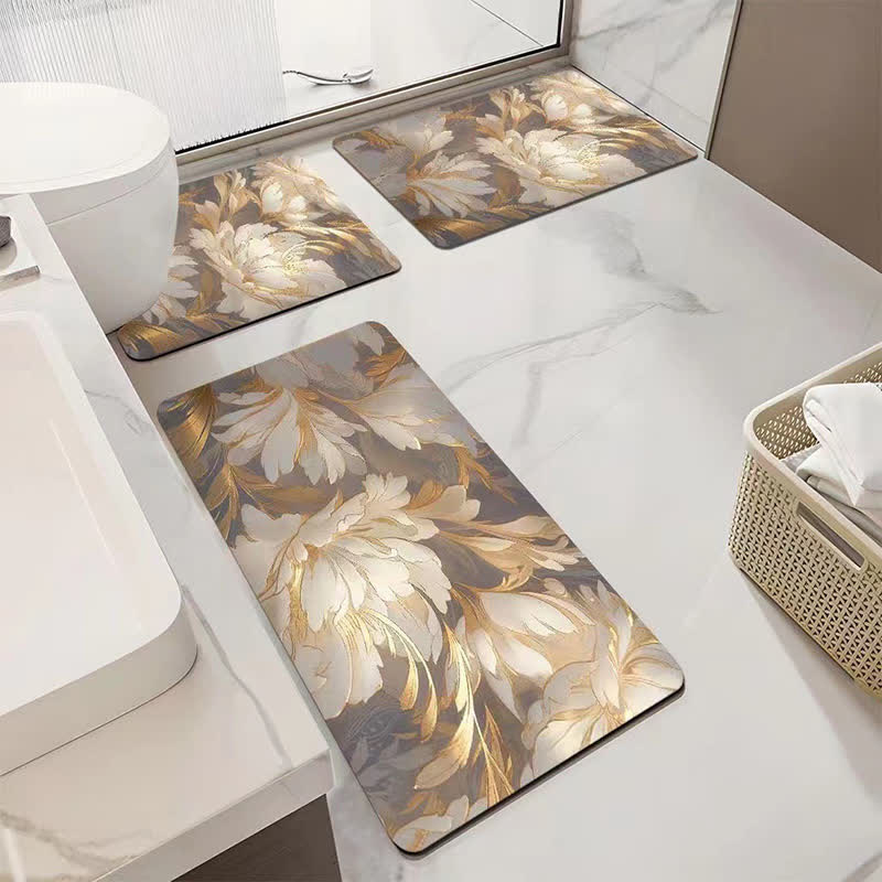 Luxury Floral Absorbent Non-slip Bathroom Mat - U-Shaped - F - 19" x 21" - image 6