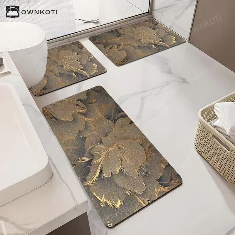 Luxury Floral Absorbent Non-slip Bathroom Mat