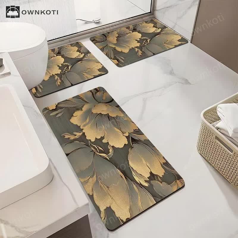 Luxury Floral Absorbent Non-slip Bathroom Mat