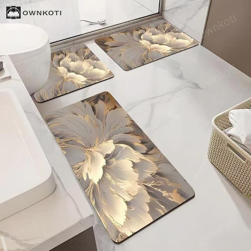 Luxury Floral Absorbent Non-slip Bathroom Mat
