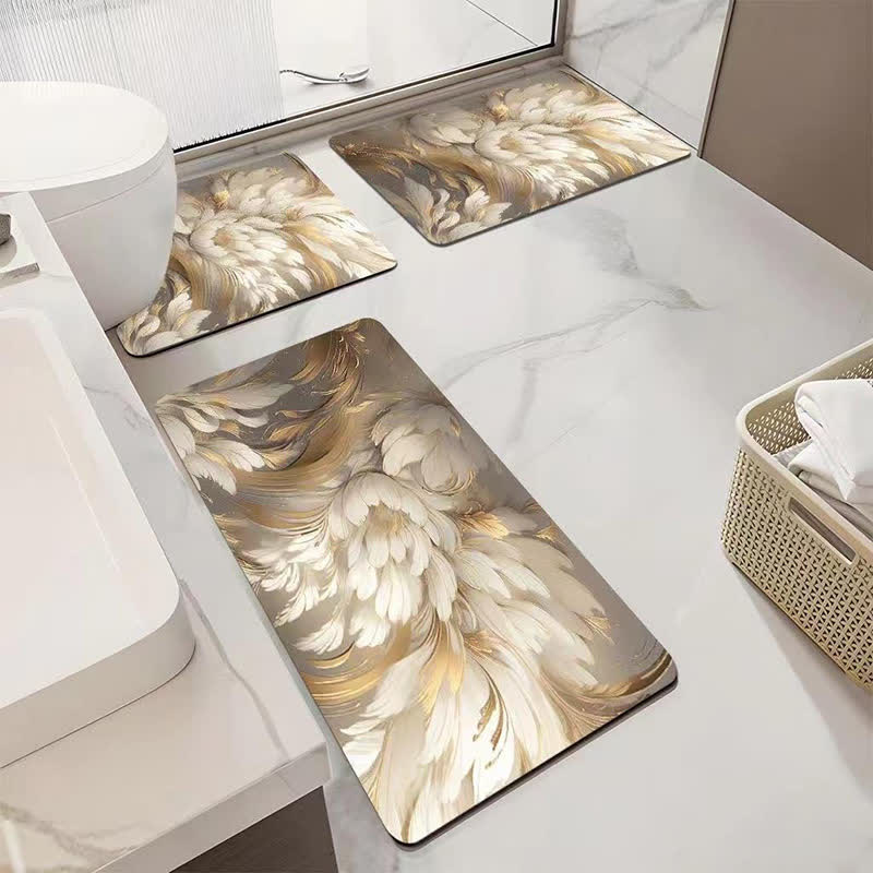 Luxury Floral Absorbent Non-slip Bathroom Mat - U-Shaped - E - 19" x 21" - image 5