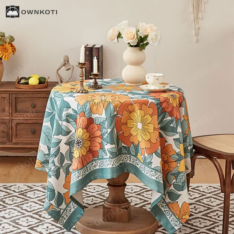 Elegant Flower Crane Pattern Tablecloth