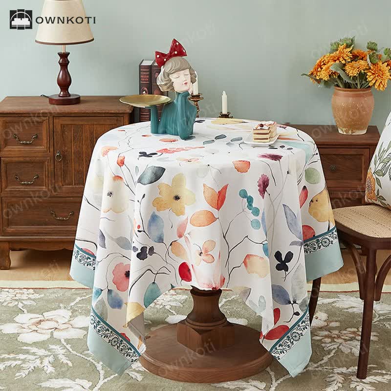 Elegant Flower Crane Pattern Tablecloth