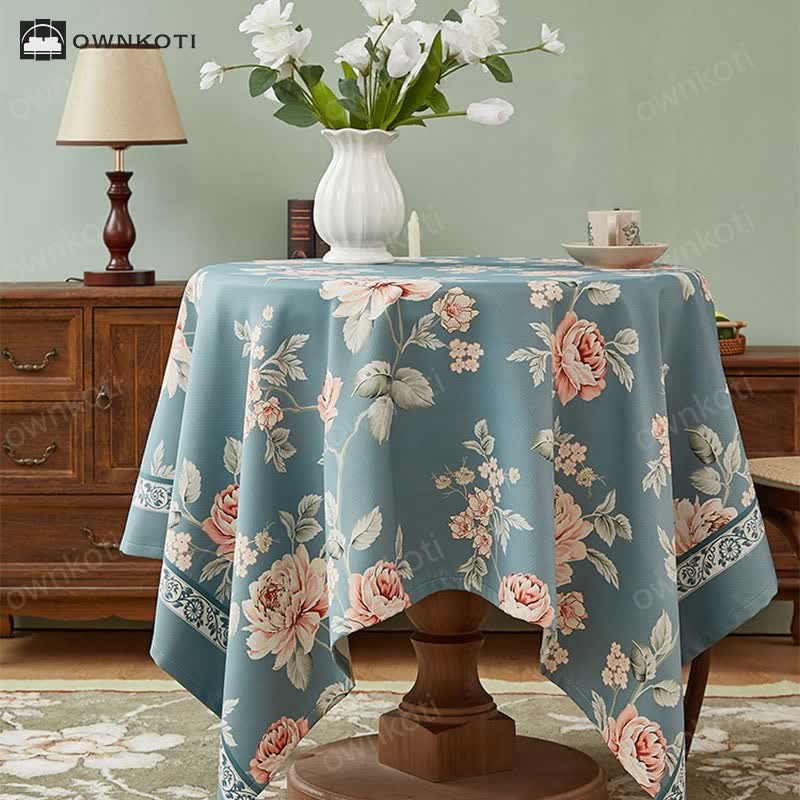 Elegant Flower Crane Pattern Tablecloth