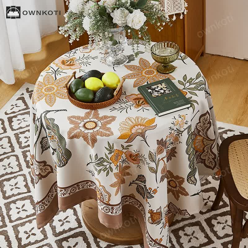 Elegant Flower Crane Pattern Tablecloth