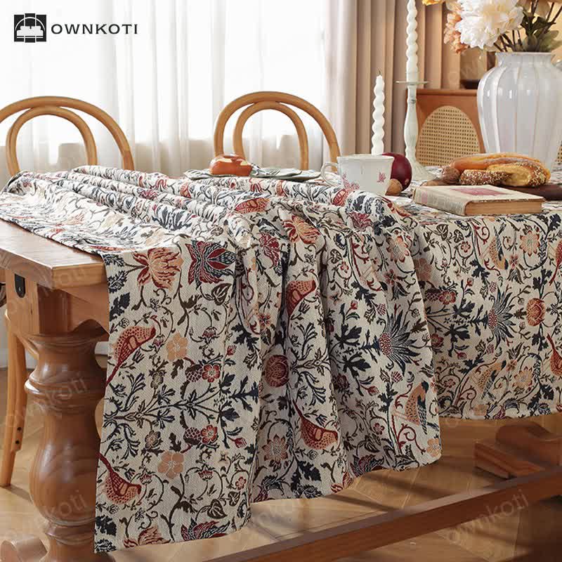 Bohemian Style Flower And Bird Tablecloth