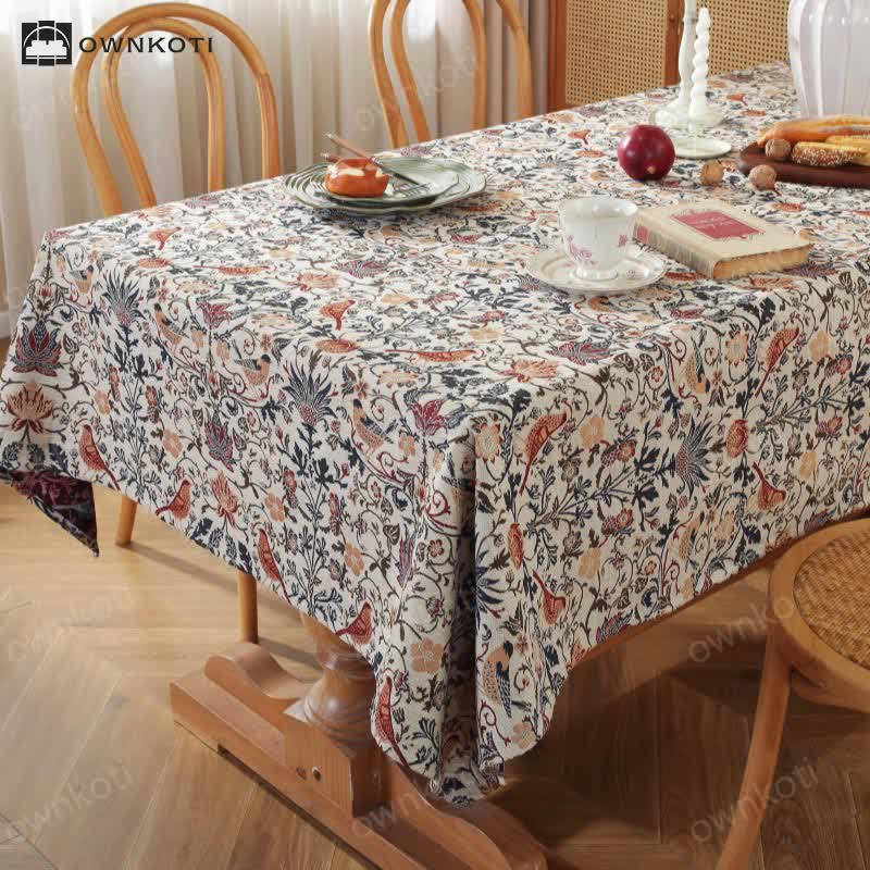 Bohemian Style Flower And Bird Tablecloth