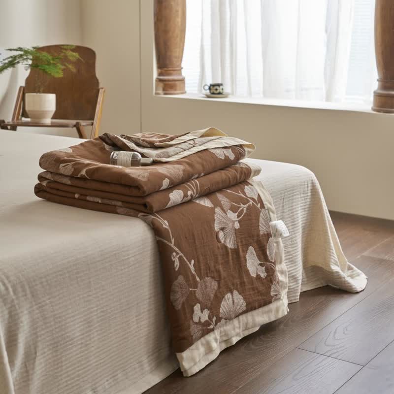 Ginkgo Leaf Double Layer Gauze Cotton Quilt - image 29