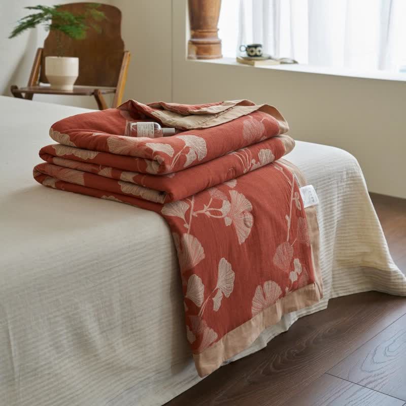 Ginkgo Leaf Double Layer Gauze Cotton Quilt - image 22